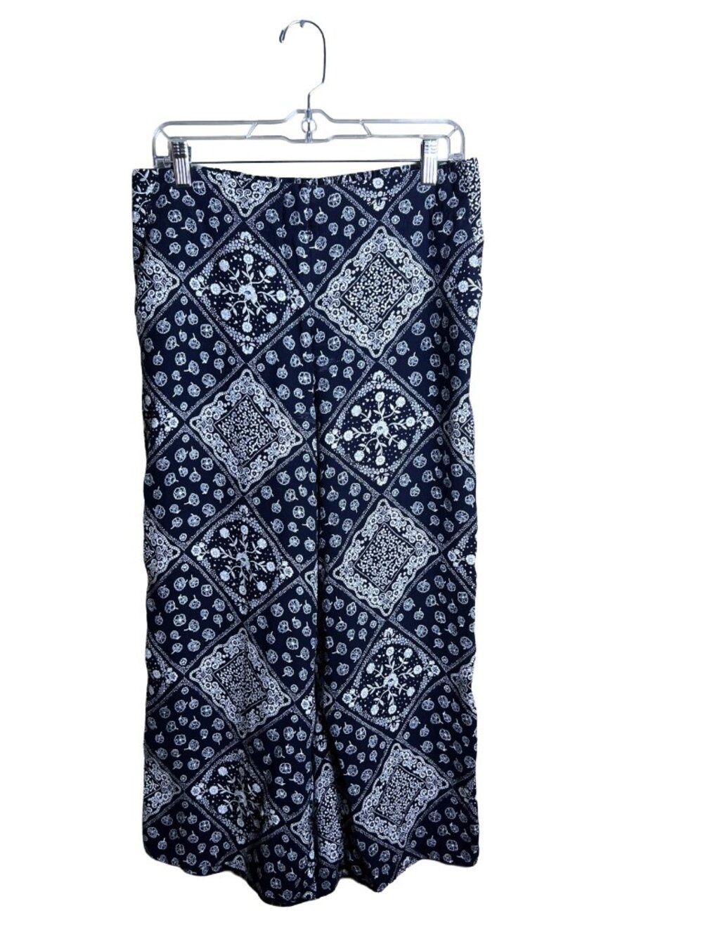 Loft Paisley Medallion Wide Leg Pants Blue Boho